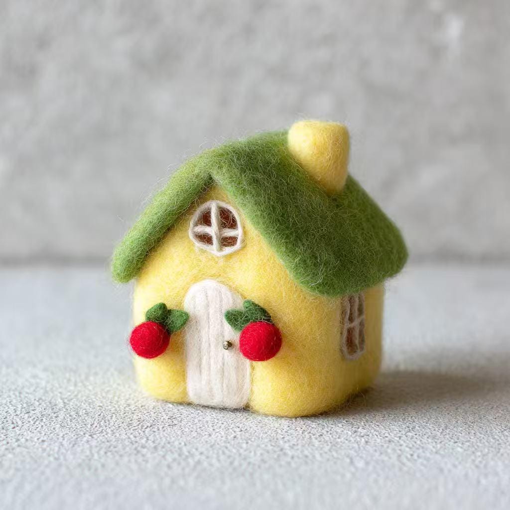Wool Felt Christmas Village Ornament – Handmade Felt House Hanging Decor, Winter Cottage Tree Ornament, Cute Holiday Gift for Home Lovers