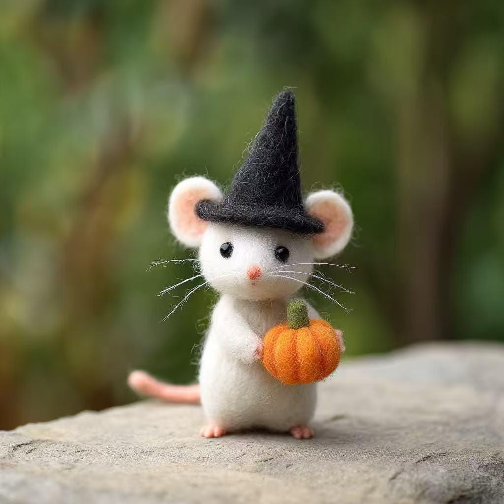 Needle Felt Christmas Mouse Ornament – Handmade Wool Felt Figurine, Cute Holiday Gift, Cozy Winter Home and Tree Decoration