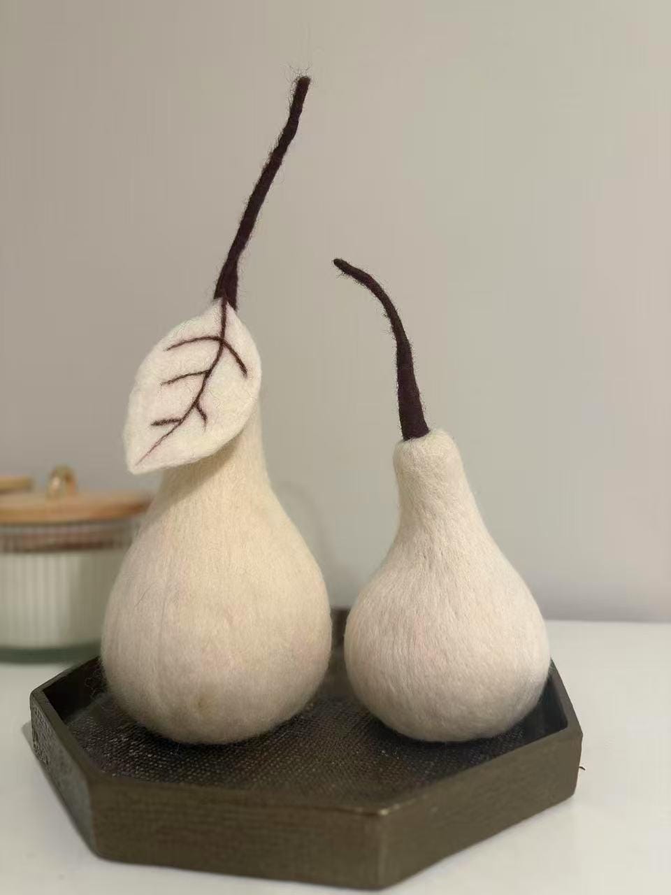 Handmade Wool Felt Pears – Cozy Autumn Decor (2-Piece)