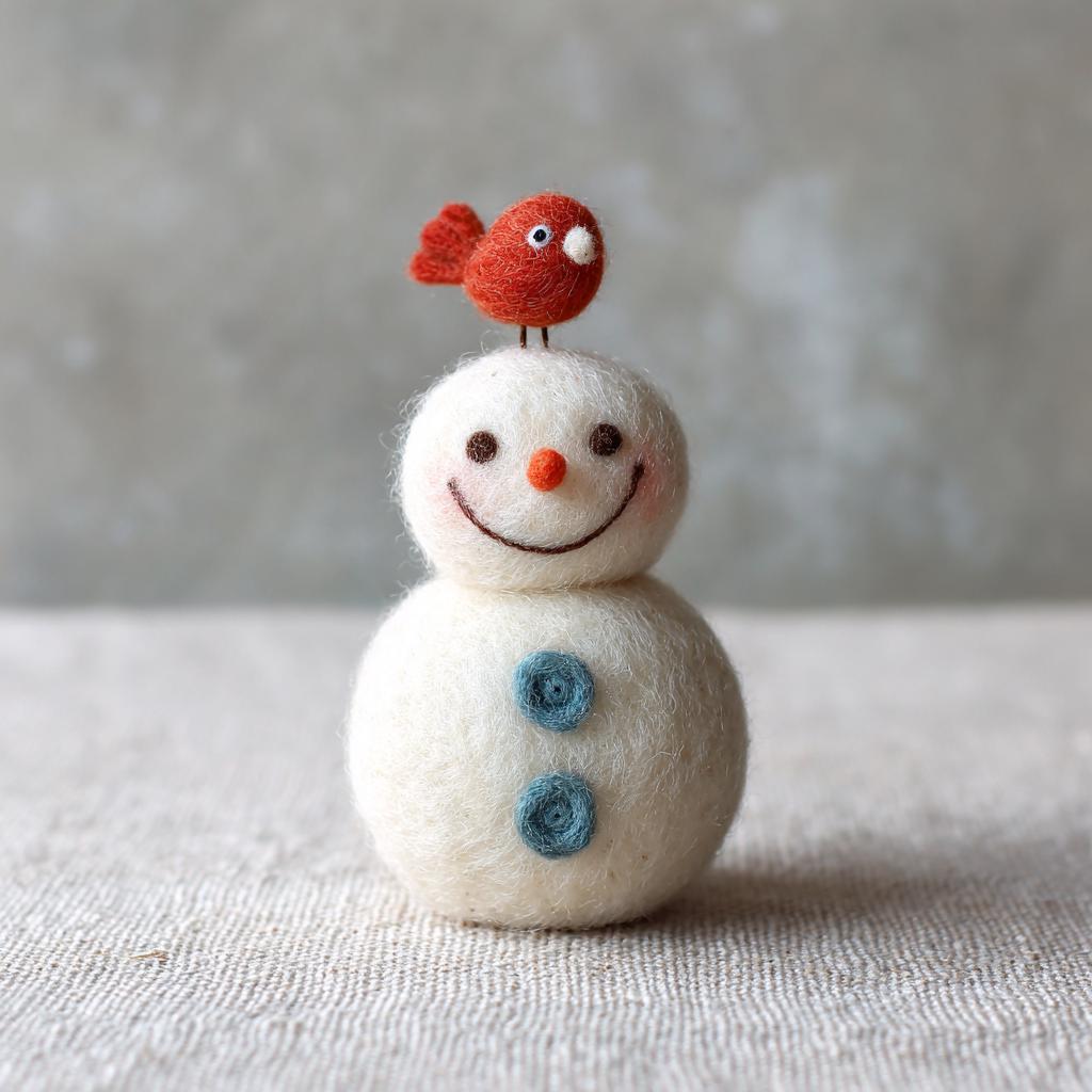 Adorable Wool Felt Snowman with Star – Handmade Christmas Decoration, Cute Winter Ornament, Cozy Felted Holiday Figurine