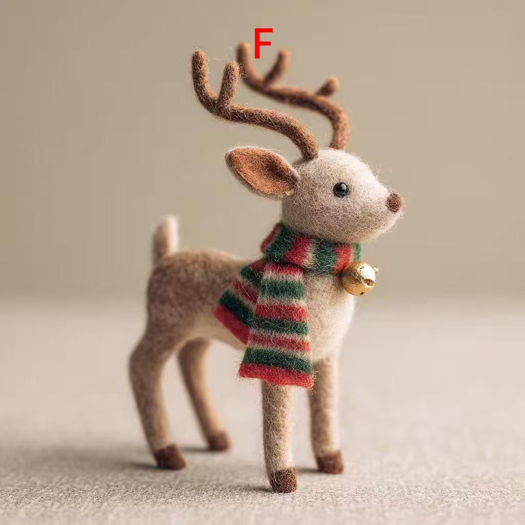 Adorable Wool Felt Reindeer – Mini Needle Felted Christmas Animal Figurine, Handmade Winter Ornament, Perfect for Christmas Tree Ornament