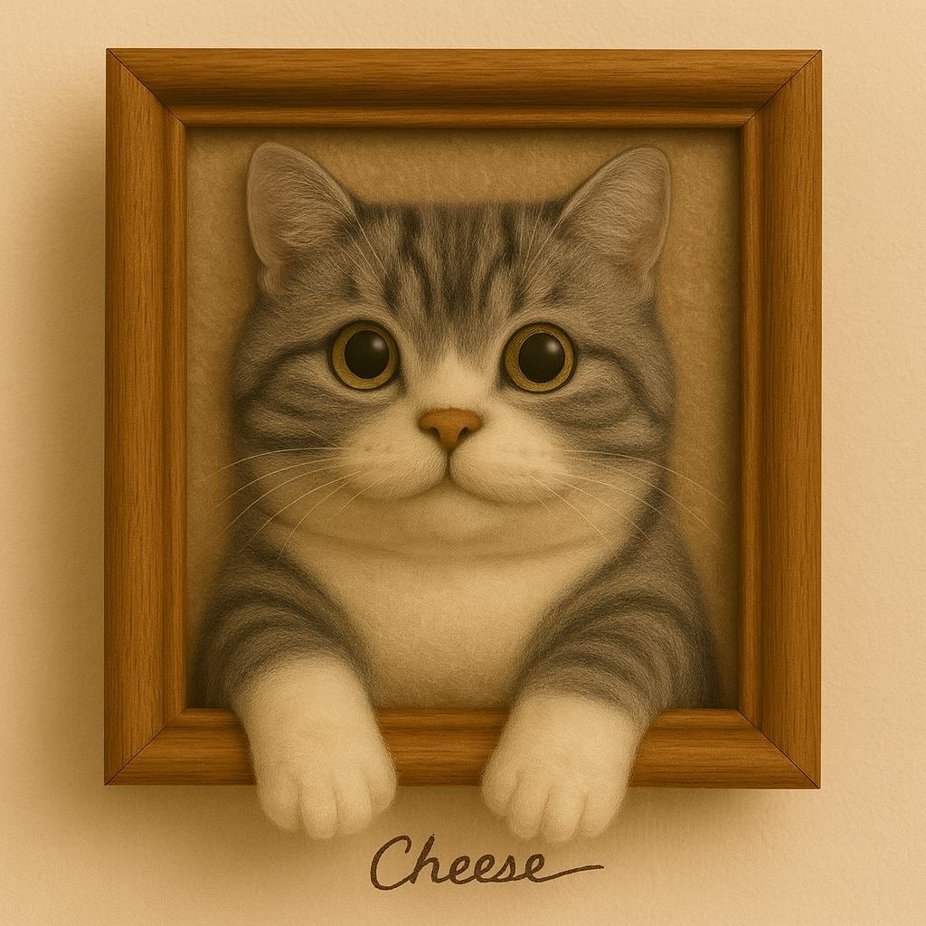 Custom Needle Felted Pomeranian Sculpture: 3D Pet Portrait in Gold Frame