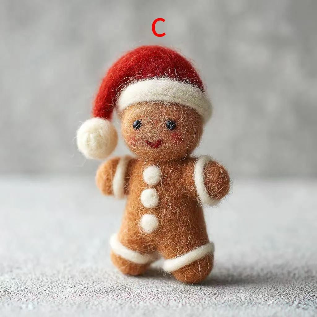 Handmade Needle Felted Gingerbread Man – Wool Felt Christmas Ornament with Candy Cane or Lollipop, Perfect for Christmas Tree Ornament