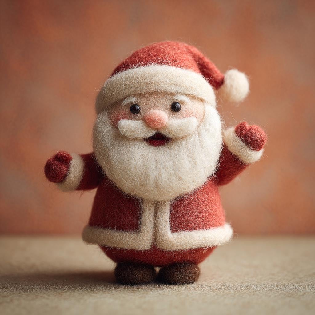 Handmade Needle Felted Santa Claus – 3 Inch Wool Christmas Ornament, Cute Holiday Decor, Mini Santa Gift for Christmas Tree or Home