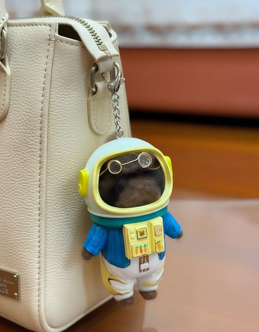 Needle Felted Pet Astronaut Sculpture: Custom Pet Portrait Keepsake