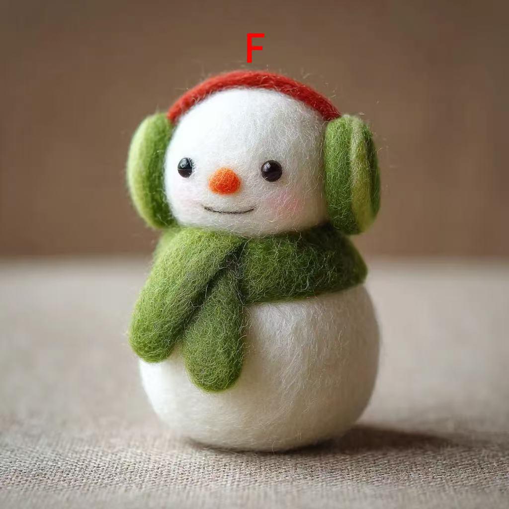 Needle Felted Wool Snowman Statue – Handcrafted Christmas Home Decoration, Cute Snowman Sculpture, Winter Season Gift