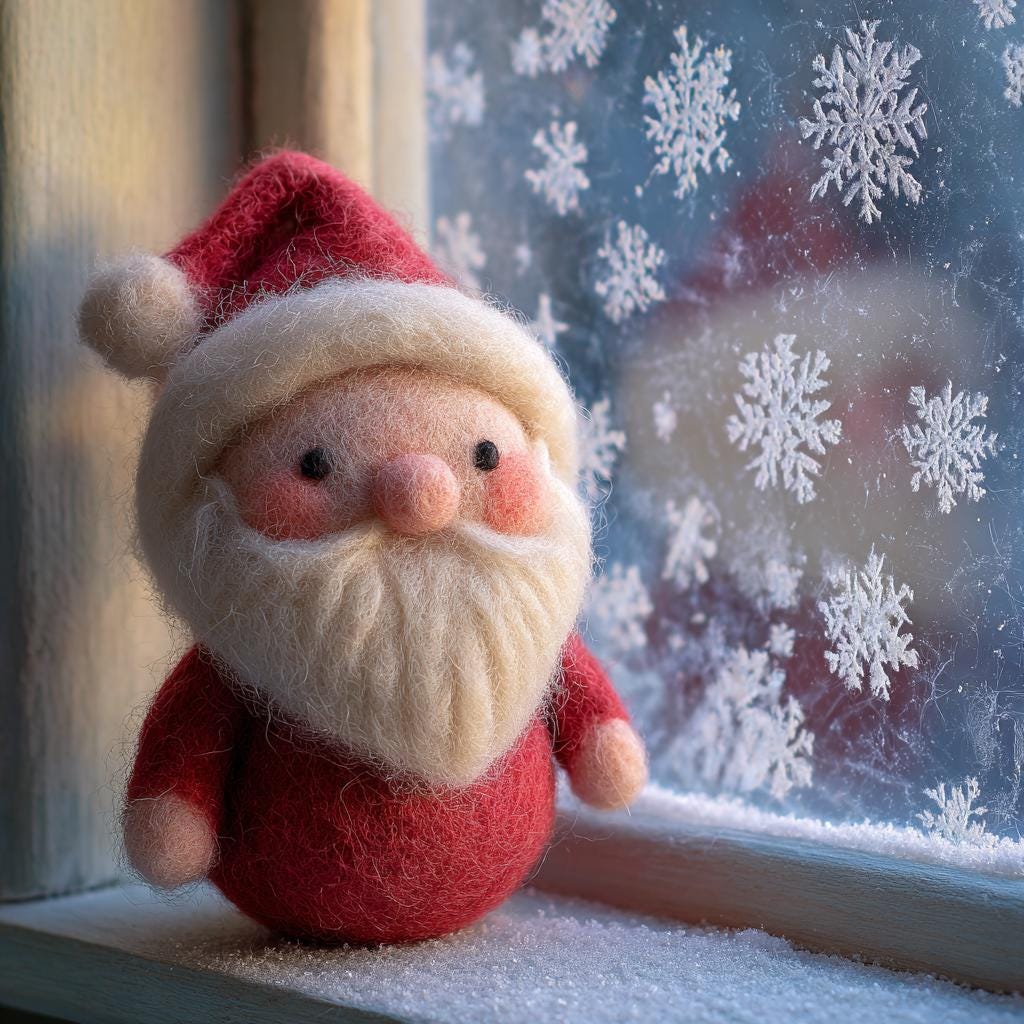 Handmade Needle Felted Santa Claus – 3 Inch Wool Christmas Ornament, Cute Holiday Decor, Mini Santa Gift for Christmas Tree or Home