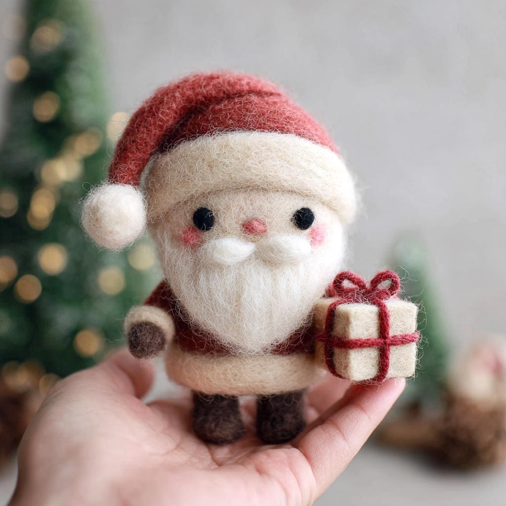 Handmade Needle Felted Santa Claus – 3 Inch Wool Christmas Ornament, Cute Holiday Decor, Mini Santa Gift for Christmas Tree or Home