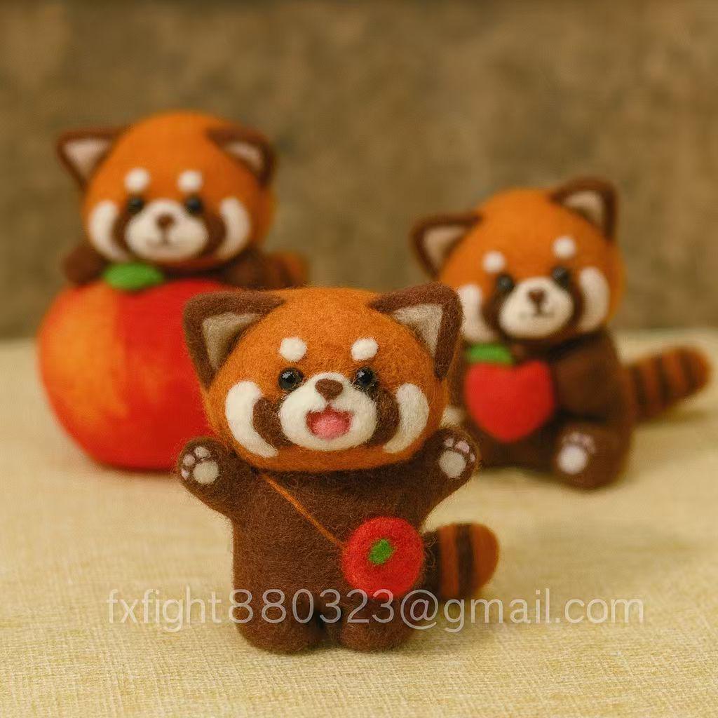 Needle Felted Red Panda: Handmade Wool Figurine, Collectible Decor