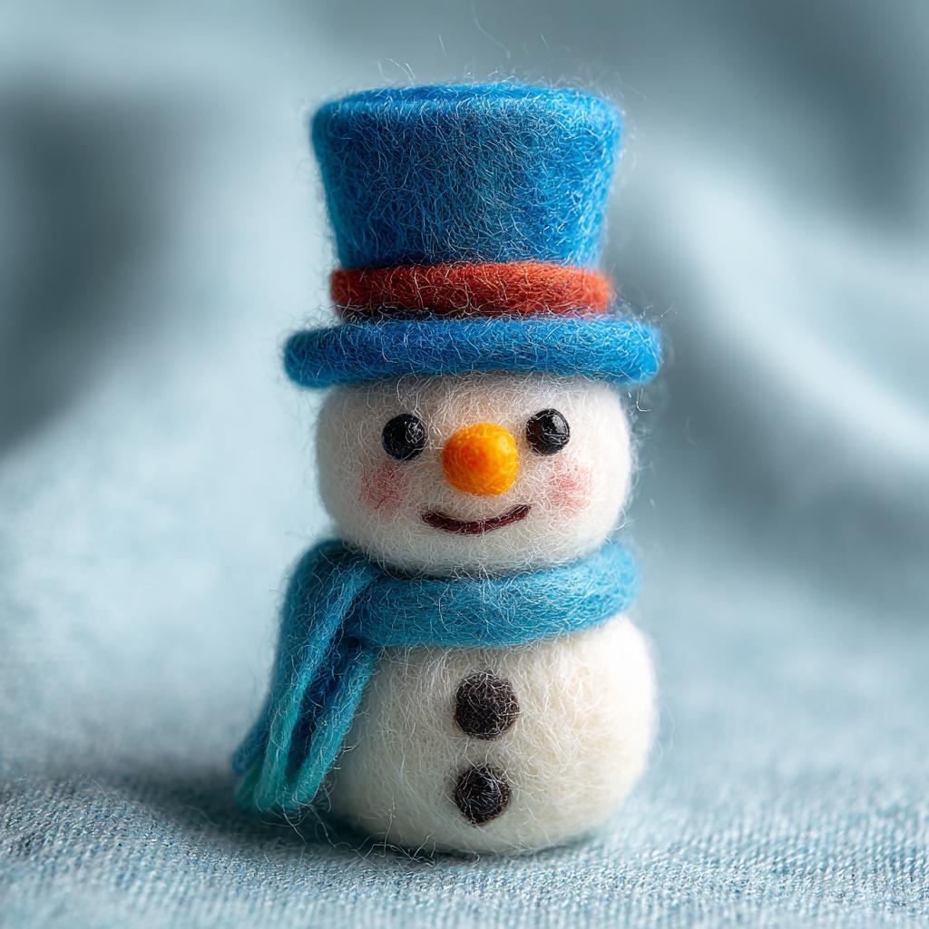 Adorable Wool Felt Snowman with Star – Handmade Christmas Decoration, Cute Winter Ornament, Cozy Felted Holiday Figurine