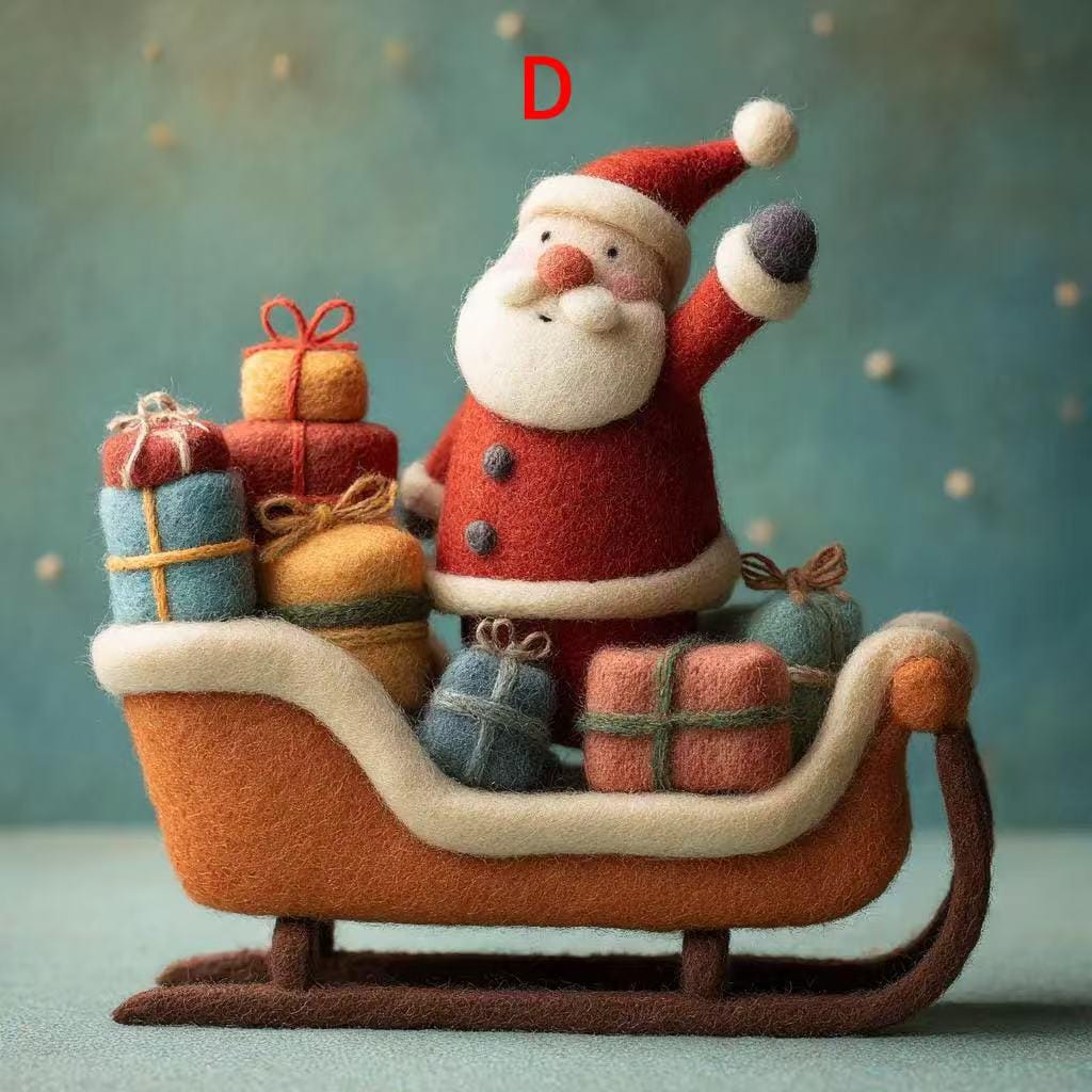 Handmade Needle Felted Santa and Reindeer – Cozy Holiday Gift Ornament for Home Winter Decoration-Perfect for Christmas Tree Ornament