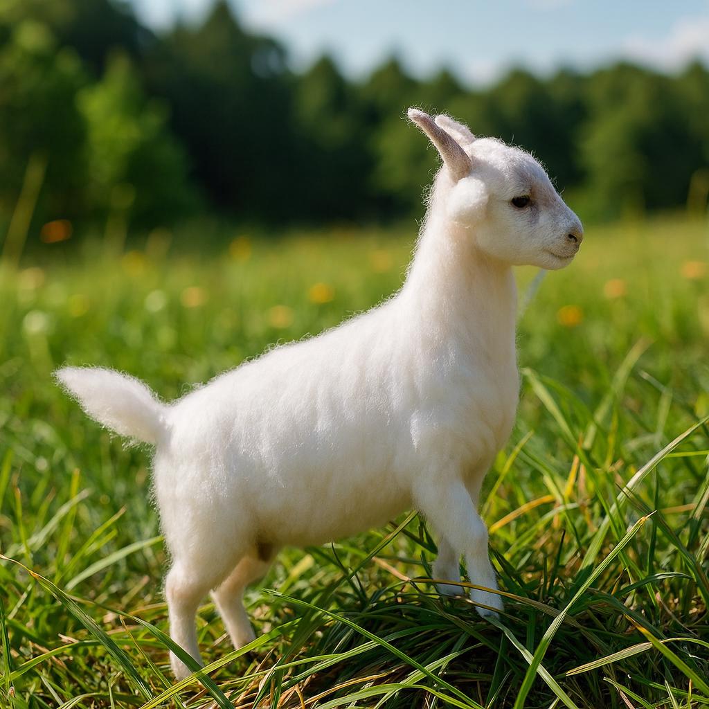 Handmade Wool Felt Goat – Waldorf Inspired Toy, Nature Play Gift,Needle Felted Goat Figurine – Montessori & Waldorf Farm Animal Toy