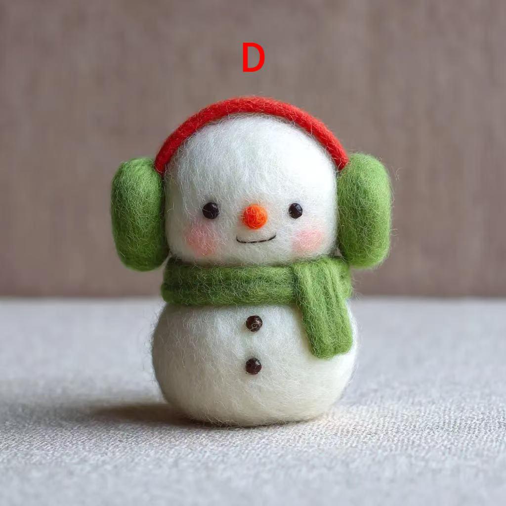 Needle Felted Wool Snowman Statue – Handcrafted Christmas Home Decoration, Cute Snowman Sculpture, Winter Season Gift