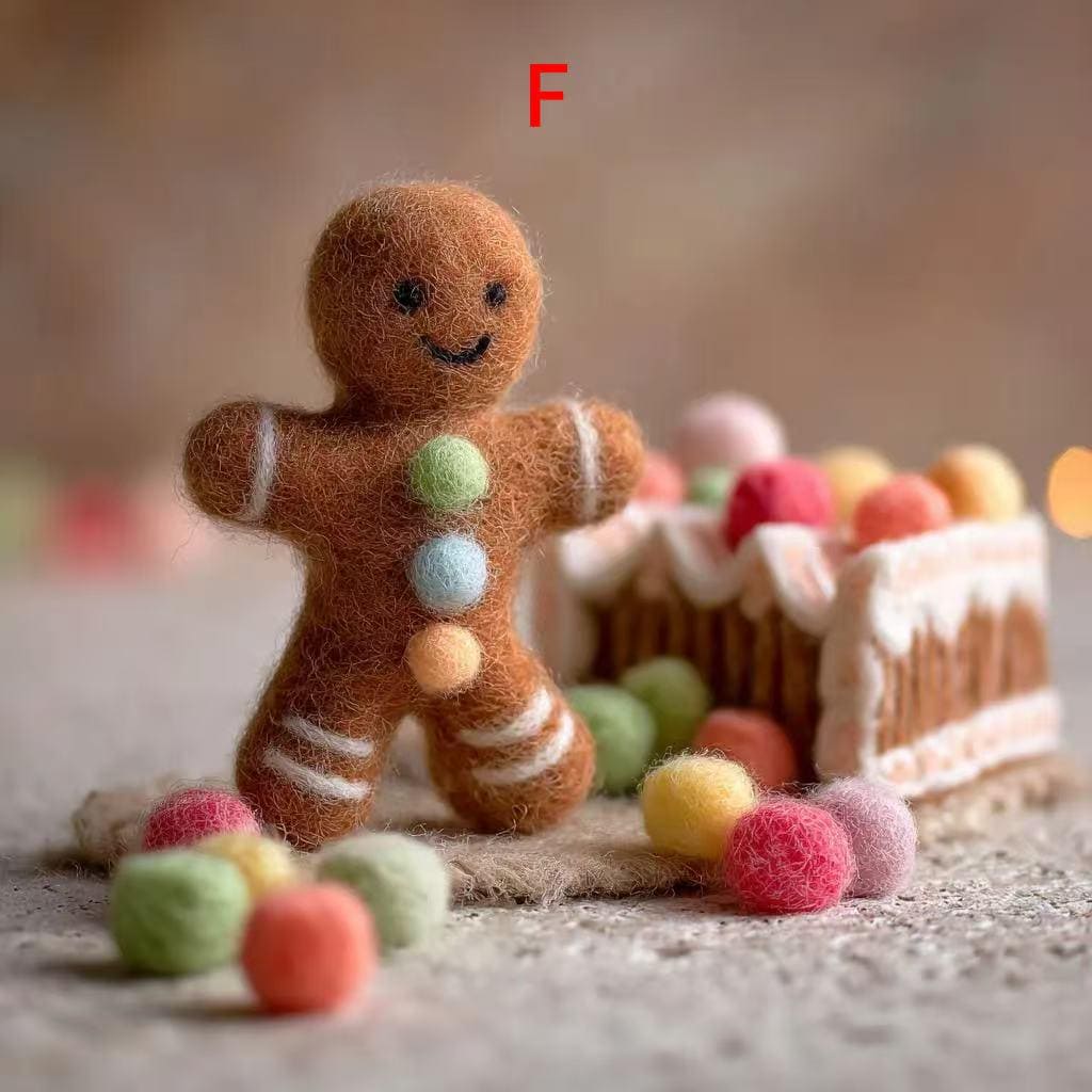 Handmade Needle Felted Gingerbread Man – Wool Felt Christmas Ornament with Candy Cane or Lollipop, Perfect for Christmas Tree Ornament