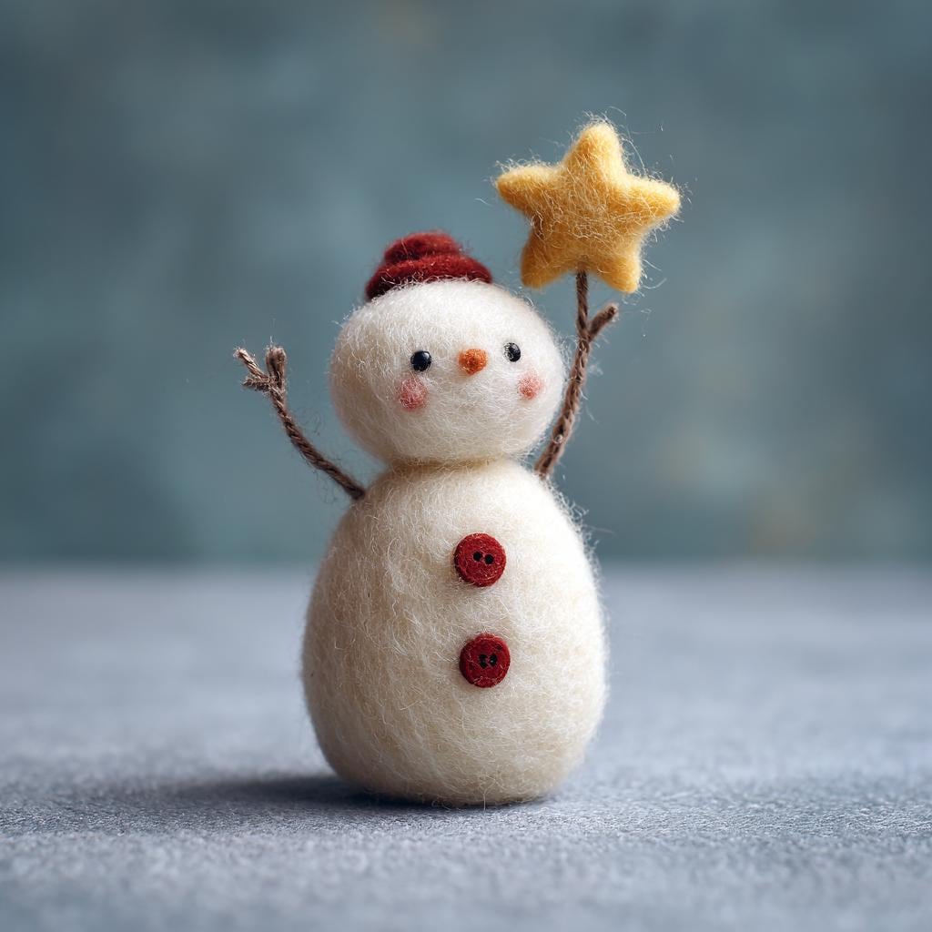 Wool Felt Christmas Snowman Set – Handmade Needle Felted Figurines, Christmas Tree Ornament Gift and Holiday Gift for Christmas Lovers