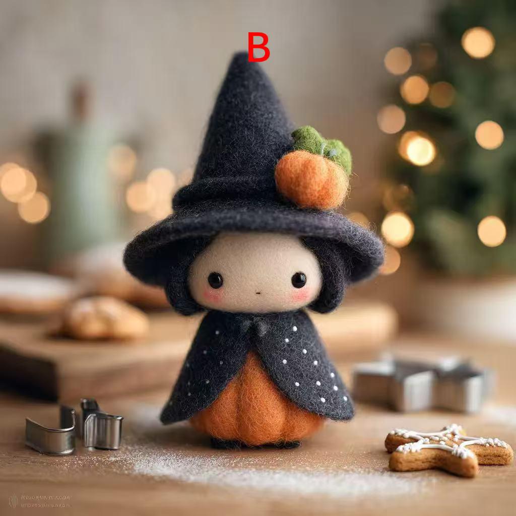 Pumpkin Spell Companions – Handmade Wool Felt Witch & Mouse Figurines, Cute Halloween Pumpkin Decor, Cozy Spooky Fall Gift Set