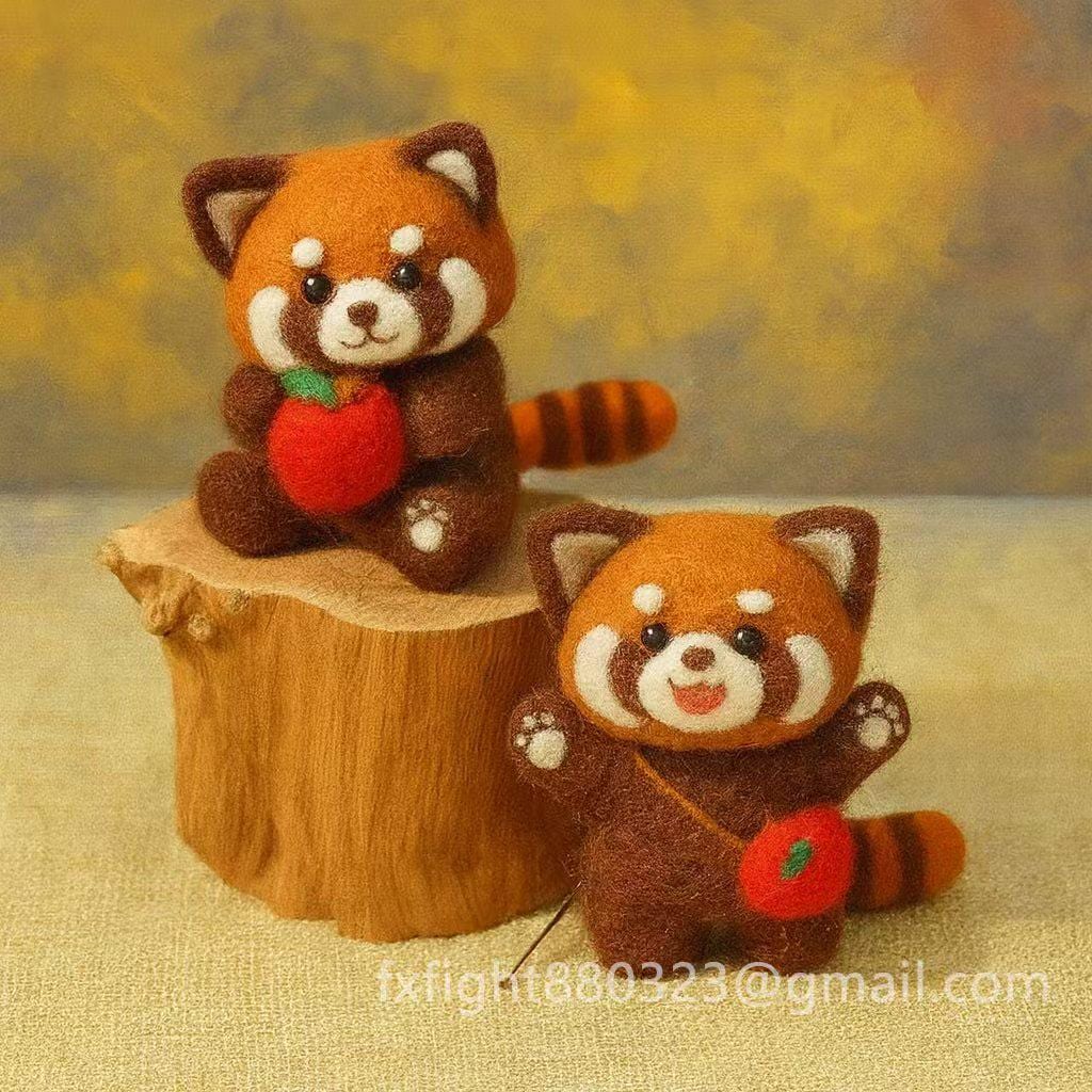 Needle Felted Red Panda: Handmade Wool Figurine, Collectible Decor