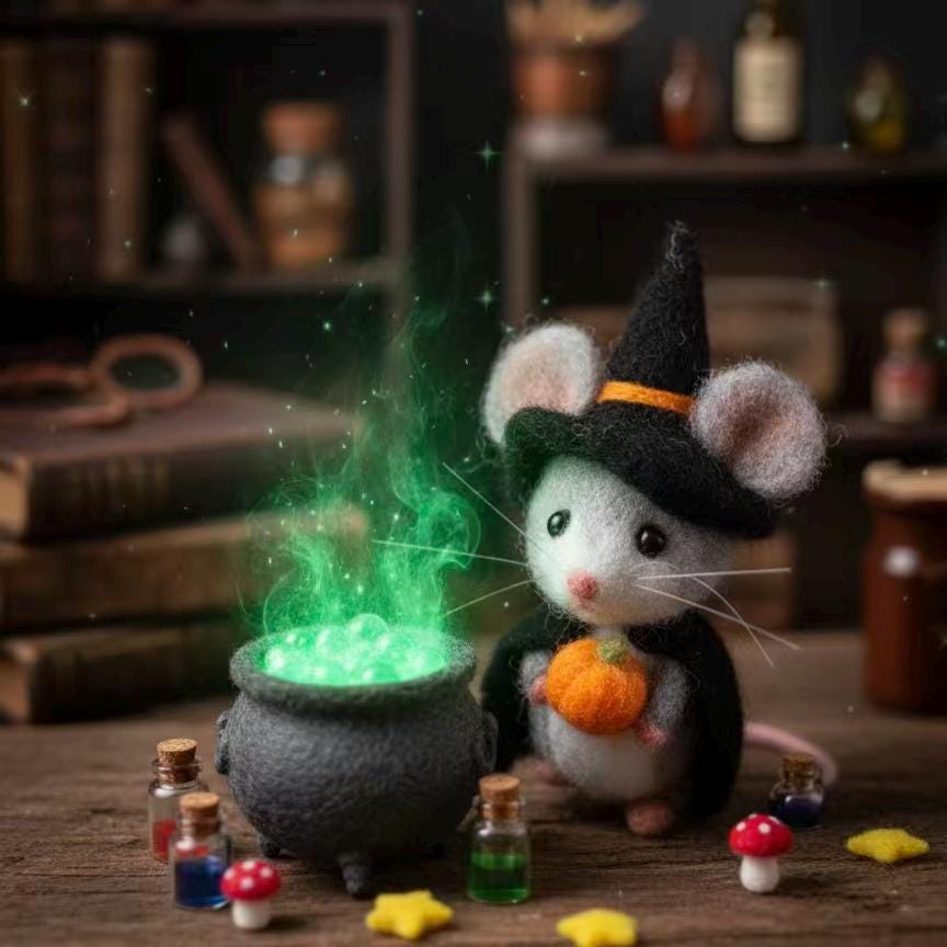 Felt Mouse Ornament Set – Handmade Wool Christmas Decor, Cute Winter Gift for Kids, Cozy Holiday Home Decoration