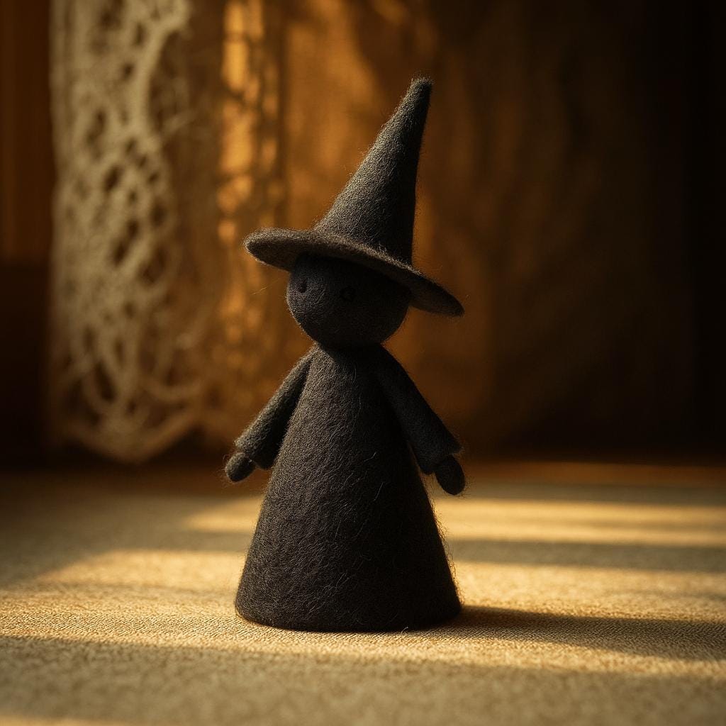 Needle Felted Halloween Scarecrow & Witch Dolls: Handmade Wool Figurines,Spooky Autumn Decor, Holiday Gift Idea