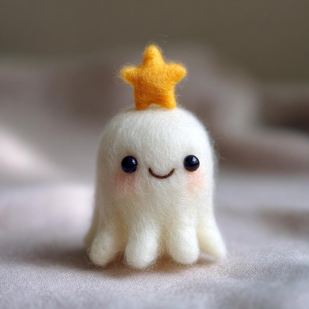 Needle Felted Ghost with Gift – Cute Wool Felt Halloween Ornament, Handmade Ghost Doll, Cozy Holiday Decor for October Display