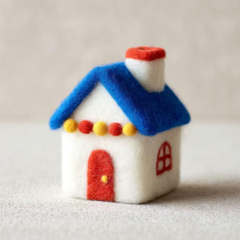 Wool Felt Christmas Village Ornament – Handmade Felt House Hanging Decor, Winter Cottage Tree Ornament, Cute Holiday Gift for Home Lovers