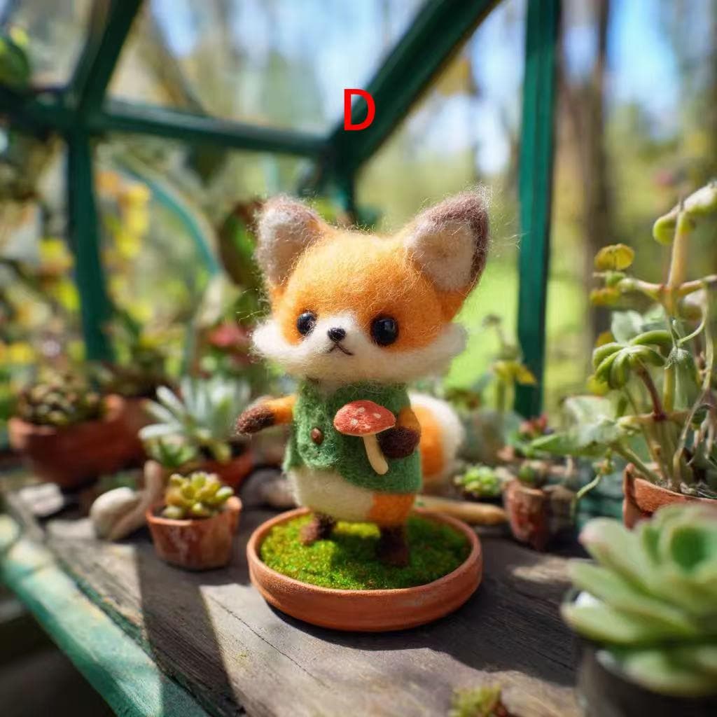 Handmade Needle Felted Woodland Doll – Forest Elf, Fox, and Little Red Girl, Wool Felt Figurines, Perfect for Christmas Tree Ornament