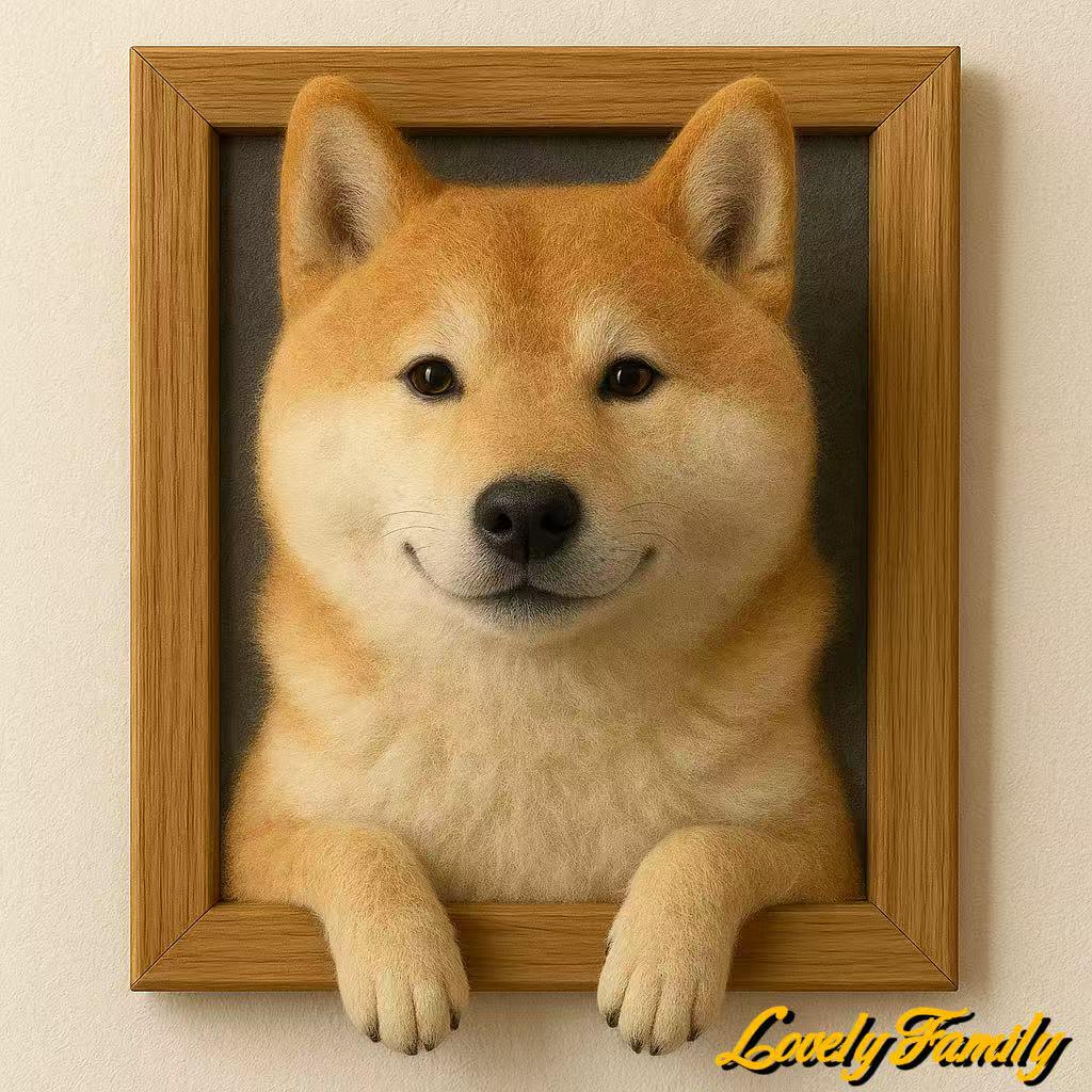 Custom Needle Felted Shiba Inu Portrait: Handmade Dog Memorial