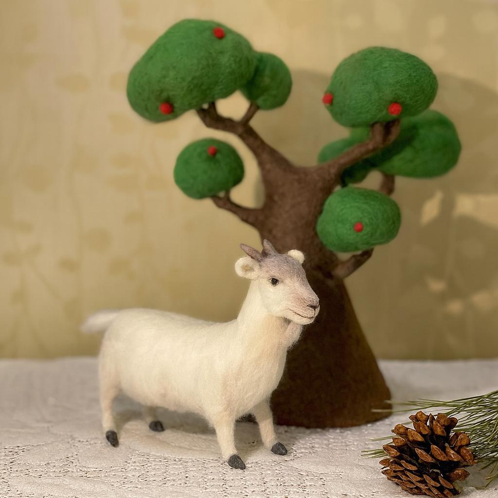 Handmade Wool Felt Goat – Waldorf Inspired Toy, Nature Play Gift,Needle Felted Goat Figurine – Montessori & Waldorf Farm Animal Toy