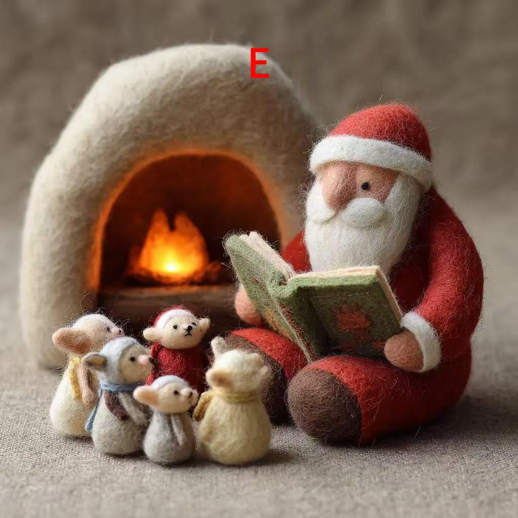 Handmade Needle Felted Santa and Reindeer – Cozy Holiday Gift Ornament for Home Winter Decoration-Perfect for Christmas Tree Ornament