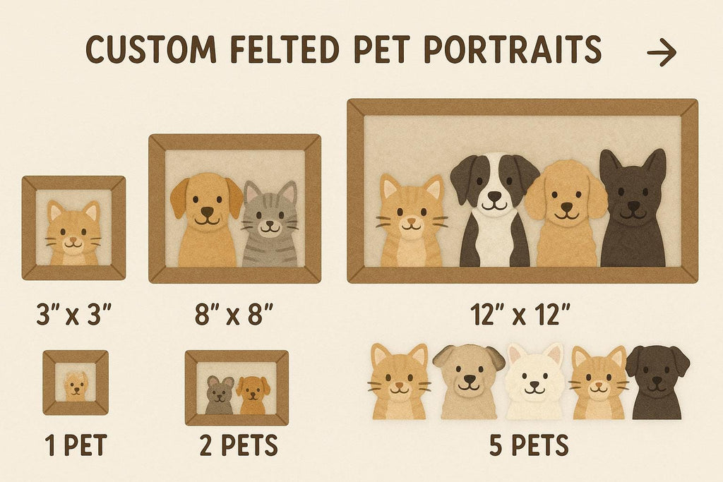Custom 3D Felt Pet Portrait – Handmade Dog & Cat Frame | Realistic Multi-Pet Keepsake Gift | Keepsake Gift for Multi Pet Family Home Décor