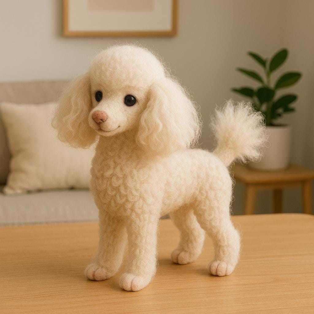 Custom 3D Poodle Pet Portrait Wool Felt Dog Memorial Photo Frame, Personalized Cat and Dog Lost Keepsake Gift