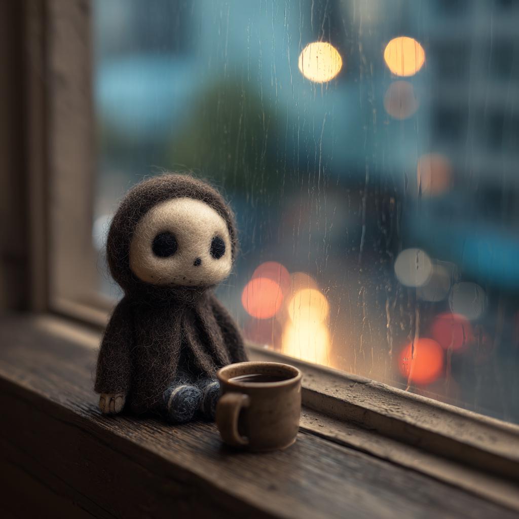 Handmade Needle Felted Skeleton Doll – Cute Halloween Decor, Wool Felt Grim Reaper Figurine, Spooky Gift for Halloween Lovers