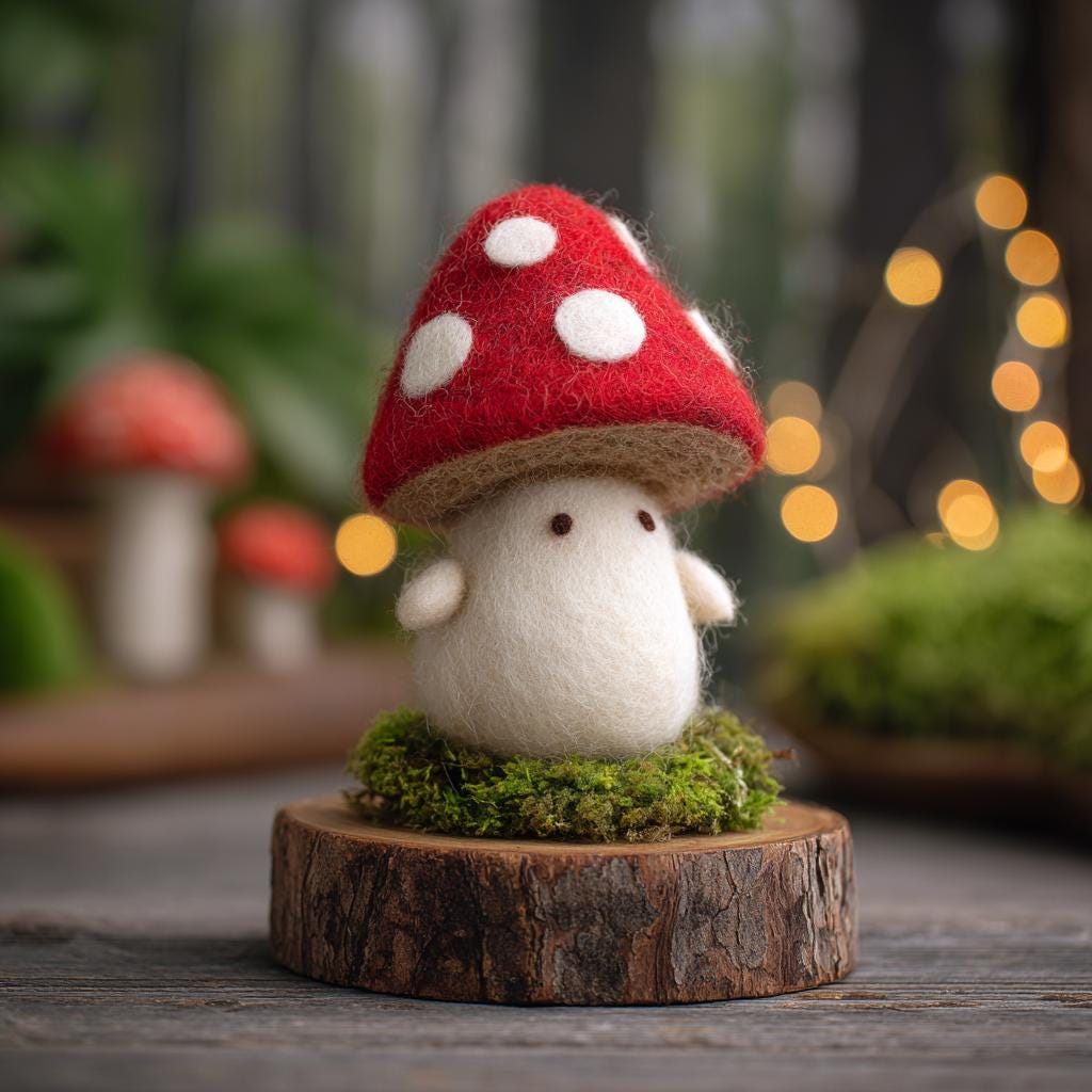 Handmade Felt Mushroom Elf – Cute Wool Toadstool Fairy, Woodland Forest Decor and Cozy Christmas Winter Gift for Nature Lovers