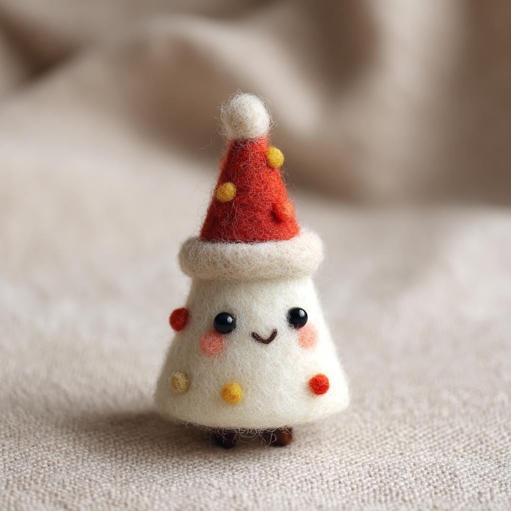 Wool Felt Christmas Tree Ornament – Santa Hat Tree, Star Tree, and Snowman Tree Set, Cozy Handmade Winter Home Decoration