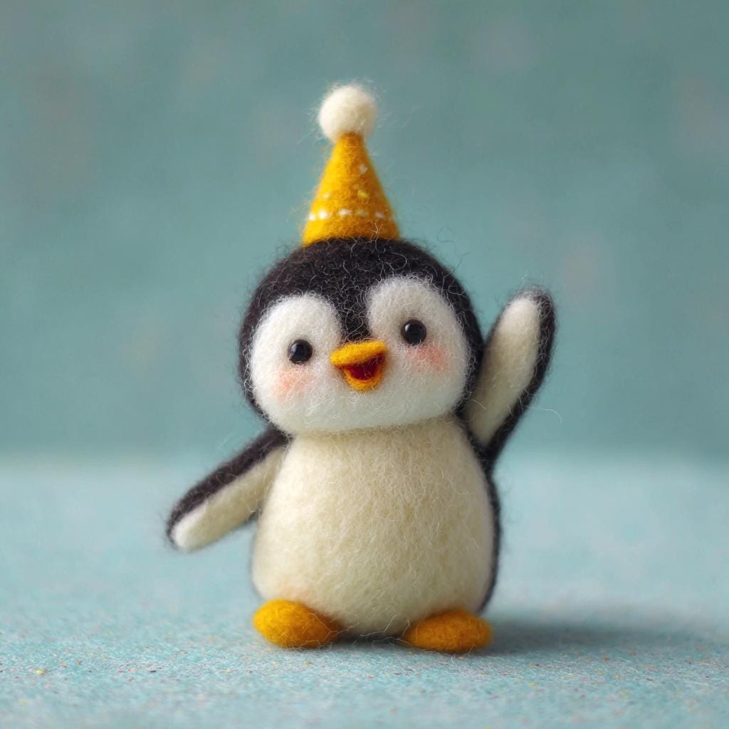 Handmade Wool Felt Penguin – Cozy Christmas Friends, Bear, Bunny & Snowman Figurines, Perfect as a Christmas Tree Ornament Gift