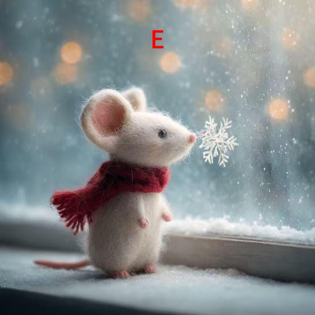 Needle Felted Mouse Figurine – Handmade Wool Felt Animal with Holiday Outfit – Christmas Candy Cane or Perfect for Christmas Tree Ornament