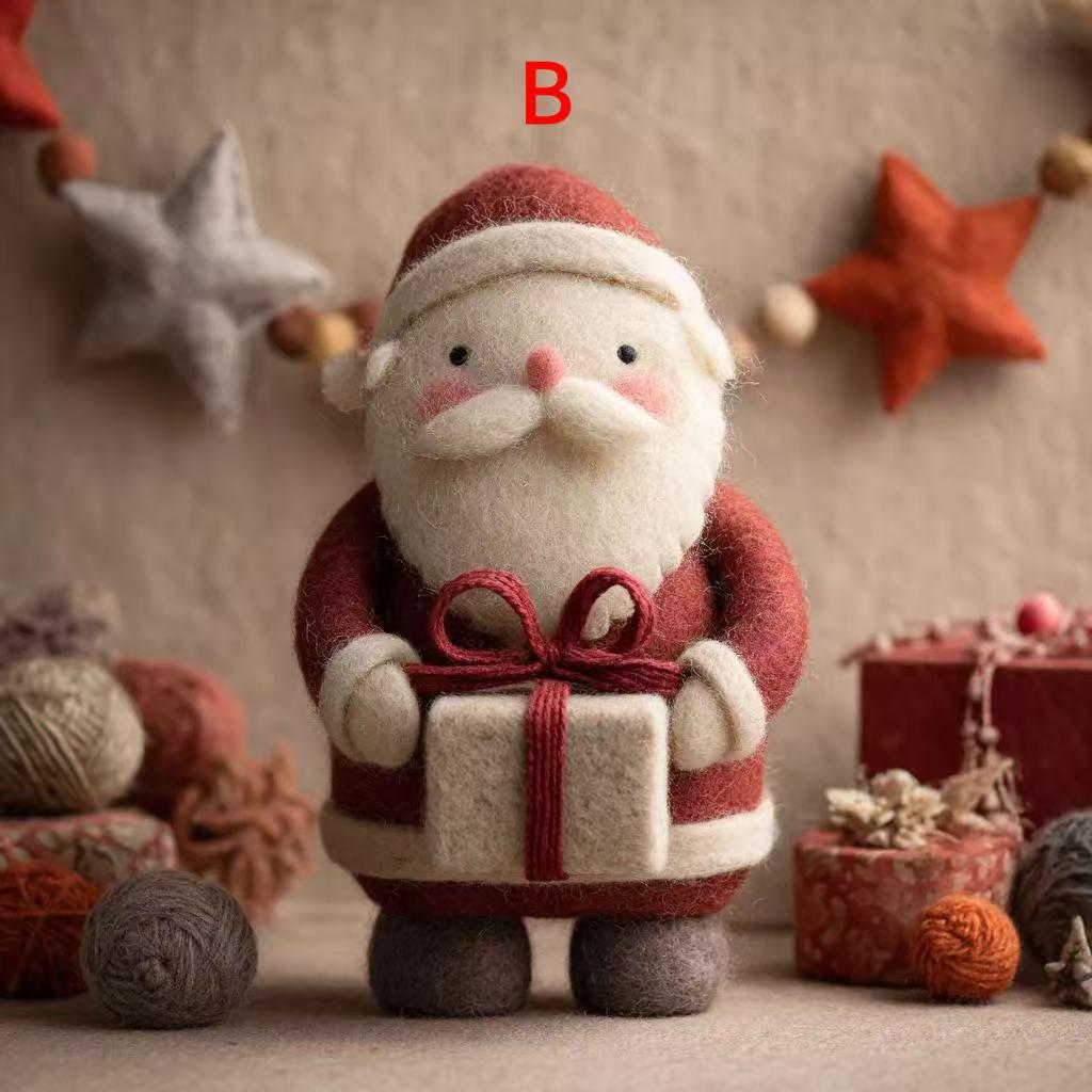 Handmade Needle Felted Santa and Reindeer – Cozy Holiday Gift Ornament for Home Winter Decoration-Perfect for Christmas Tree Ornament