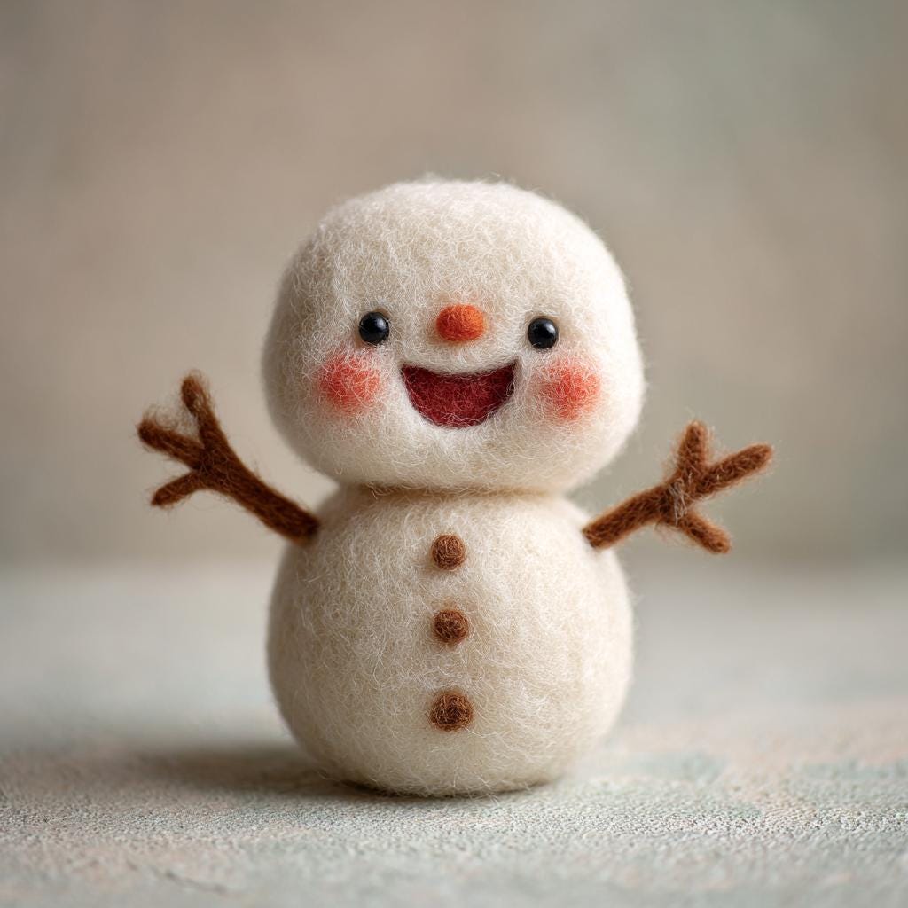 Adorable Wool Felt Snowman with Star – Handmade Christmas Decoration, Cute Winter Ornament, Cozy Felted Holiday Figurine