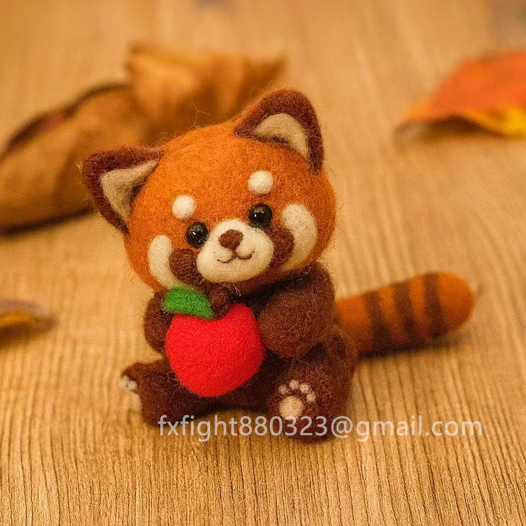 Needle Felted Red Panda: Handmade Wool Figurine, Collectible Decor