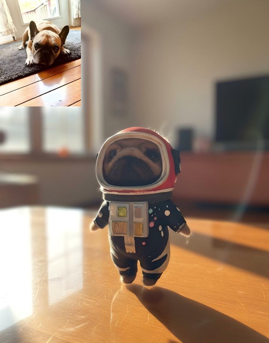 Needle Felted Pet Astronaut Sculpture: Custom Pet Portrait Keepsake