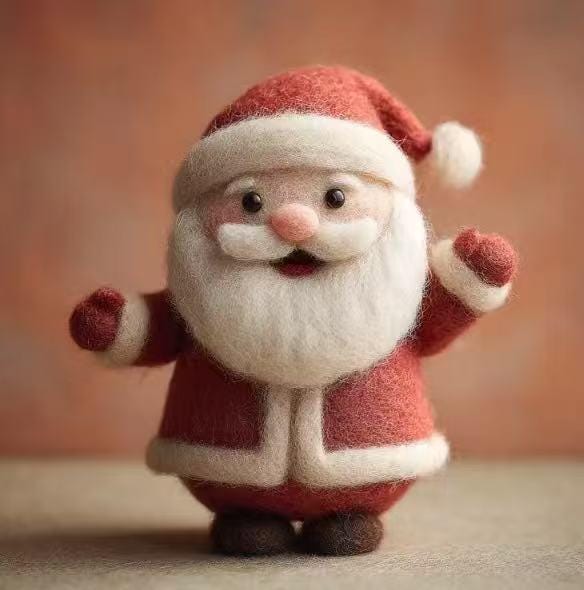 Handmade Needle Felted Santa Claus Ornament – Wool Felt Christmas Tree Hanging Decoration, Cozy Holiday Home Decor, Unique Winter Gift