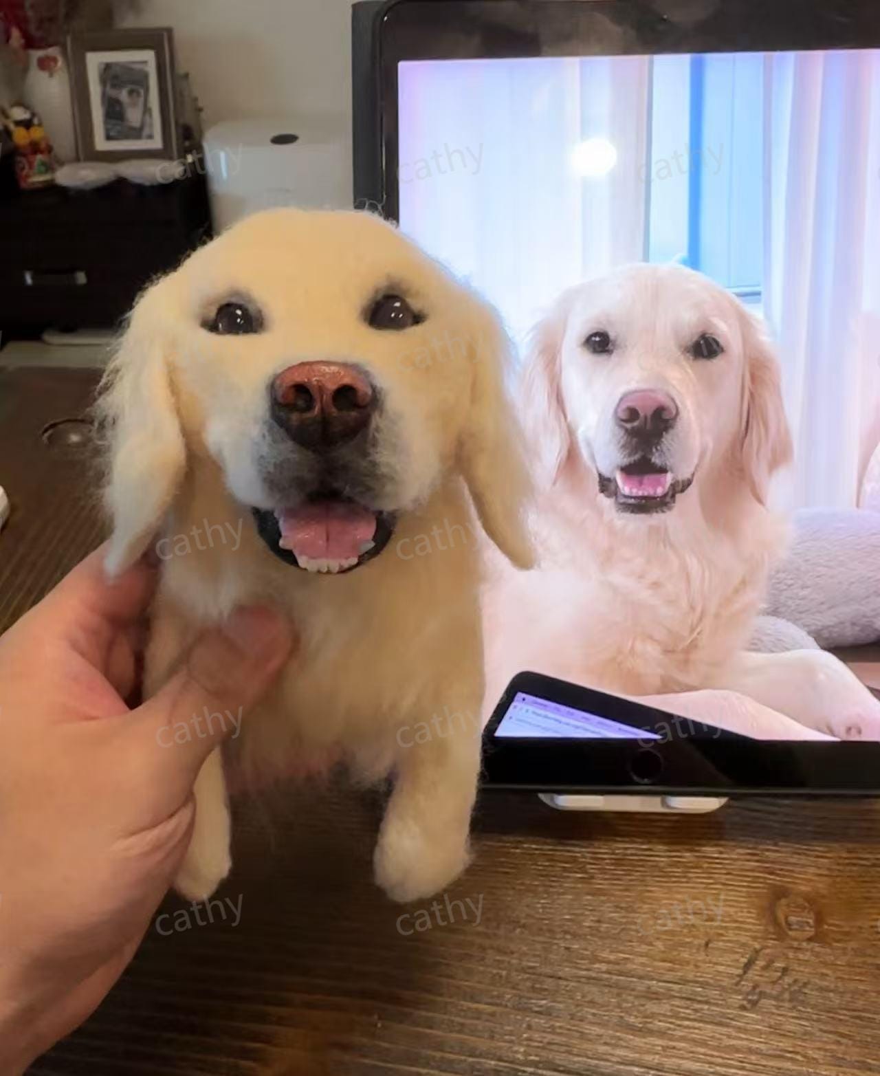 Golden Retriever Wall Art • 3D Pet Portrait in Ornate Frame • Custom Dog Lover Gift • Realistic Golden Retriever Home Decor