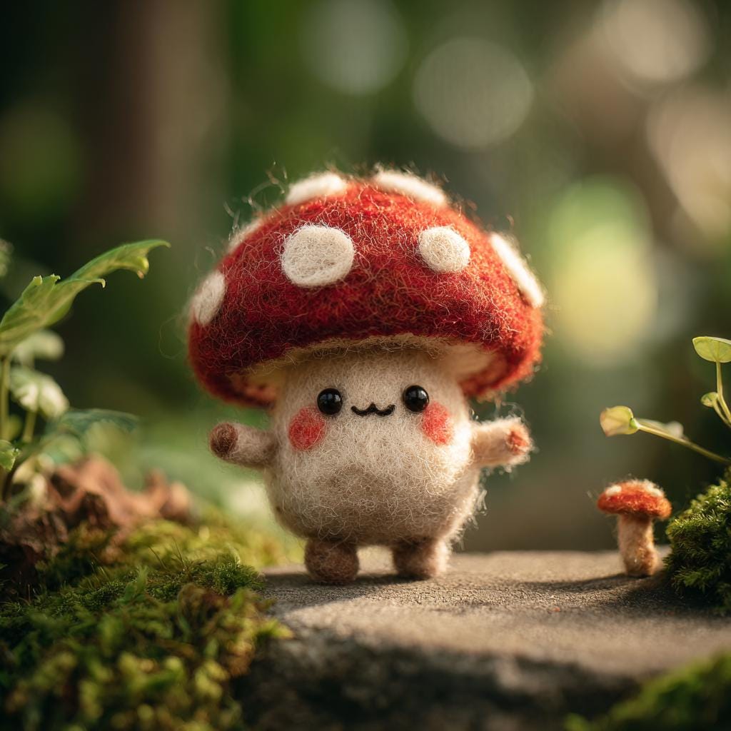 Felt Mushroom Elf – Wool Toadstool Fairy, Woodland Forest Decor , Winter Gift for Nature Lovers