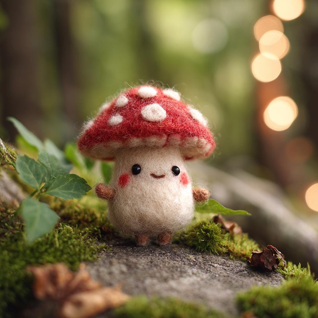 Felt Mushroom Elf – Wool Toadstool Fairy, Woodland Forest Decor , Winter Gift for Nature Lovers