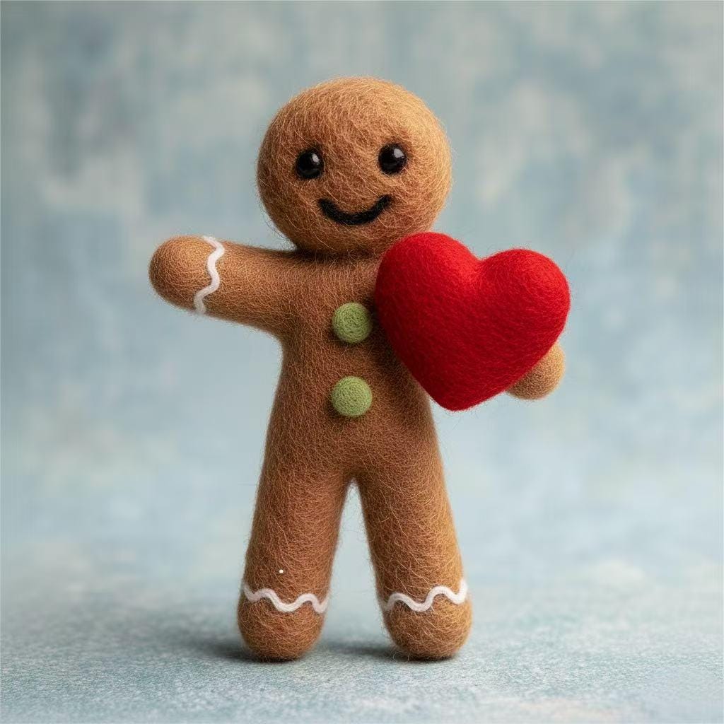 Handmade Needle Felted Gingerbread Family – Wool Christmas Ornaments