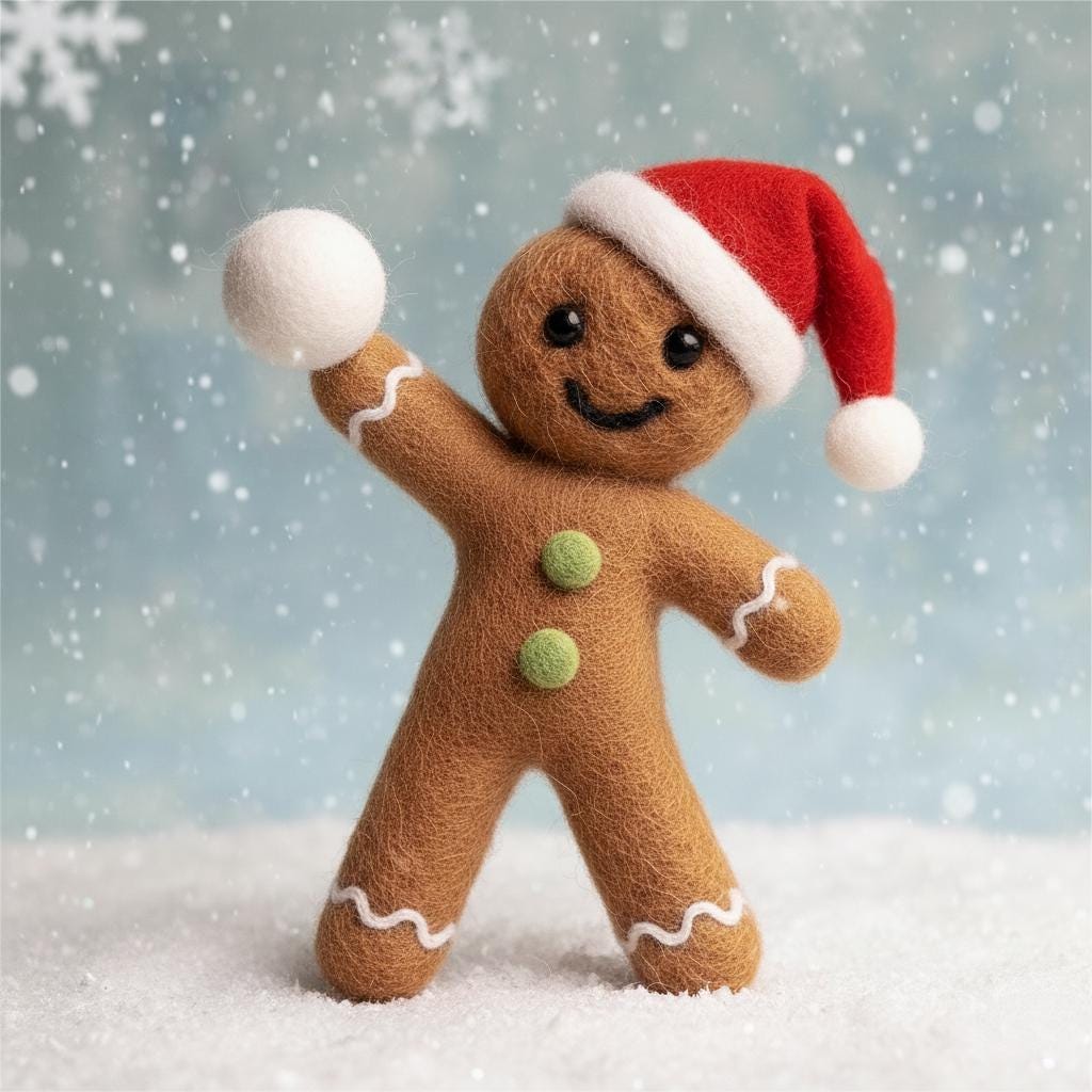 Handmade Needle Felted Gingerbread Family – Wool Christmas Ornaments