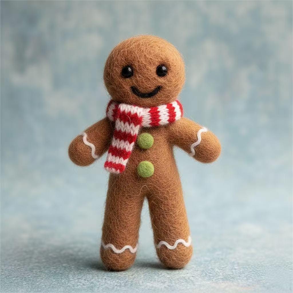 Handmade Needle Felted Gingerbread Family – Wool Christmas Ornaments