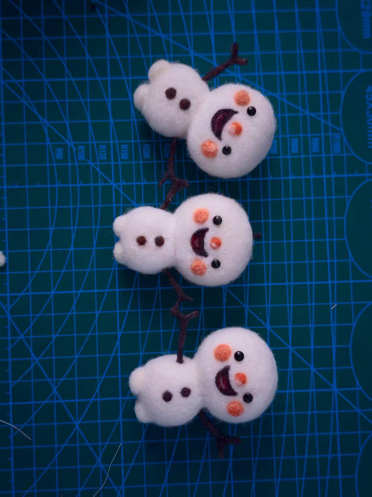 Winter Snowman Figurine, Wool Felt Decor, Valentine Gift