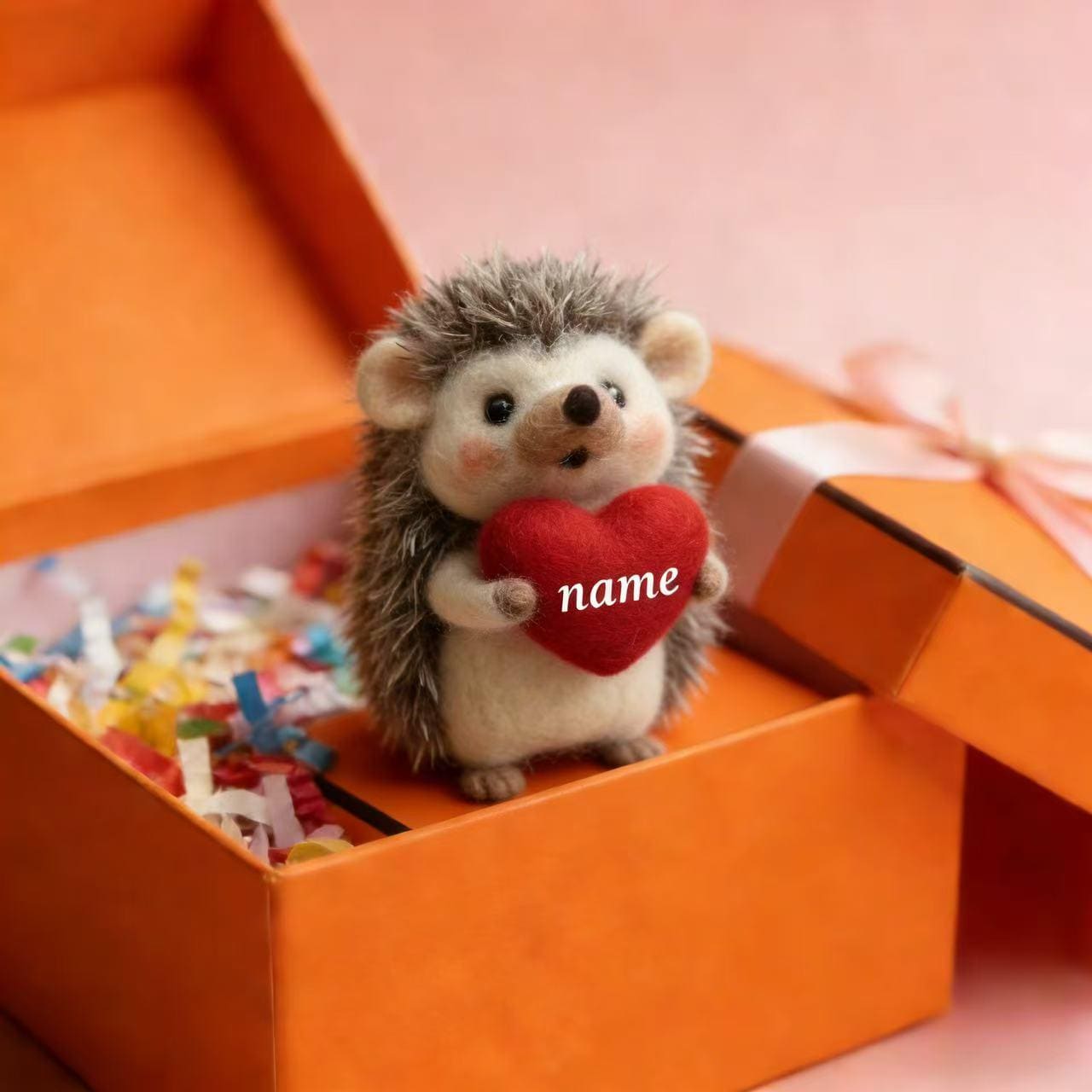 Needle felted hedgehog figurine from wwwilovefelt, personalized birthday or anniversary gift, romantic desk decor for her