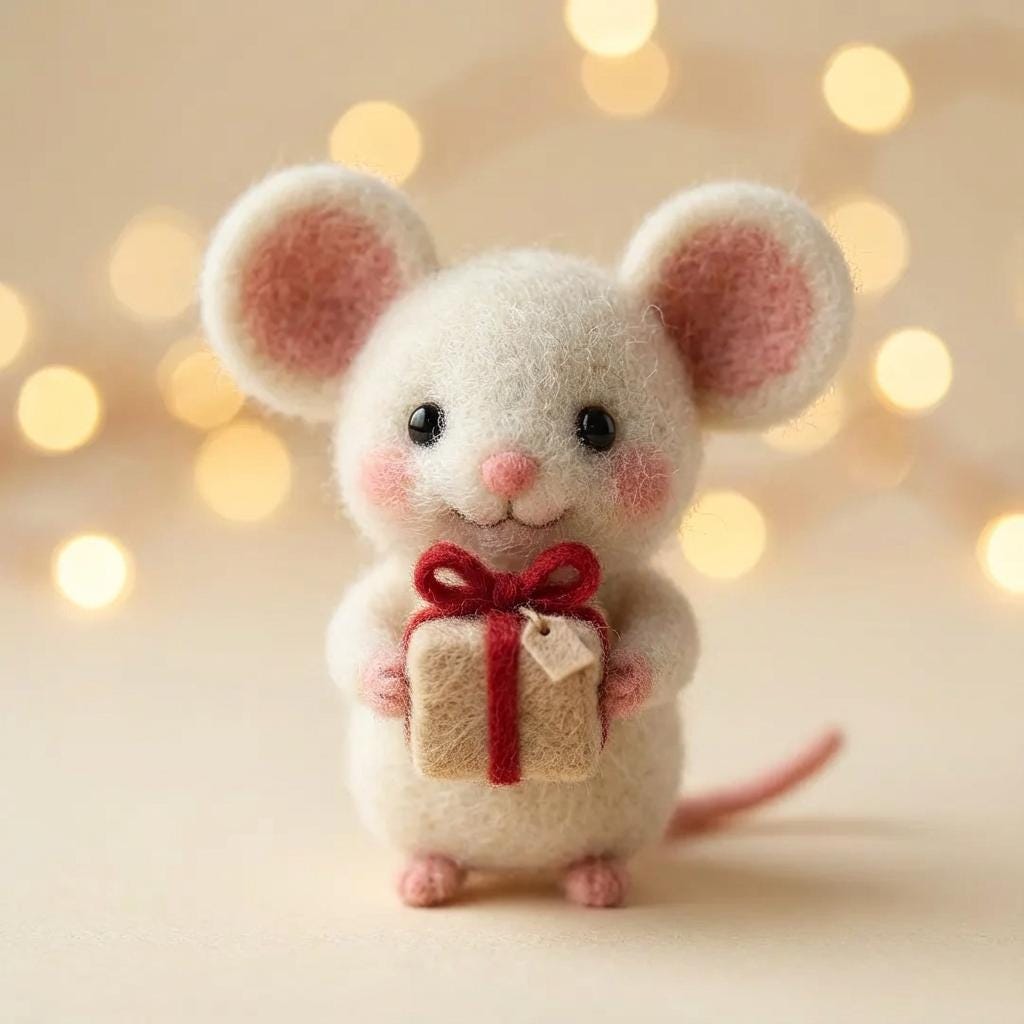 Handmade needle felted wool mouse figurine, miniature decorative gift for mom, crafted by wwwilovefelt.